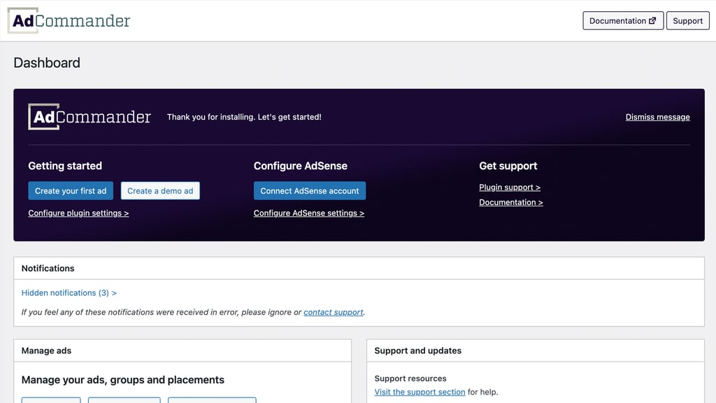 Ad Commander WordPress Dashboard