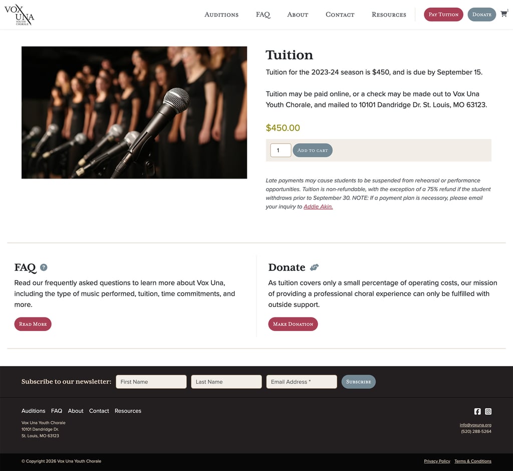 Tuition payment page